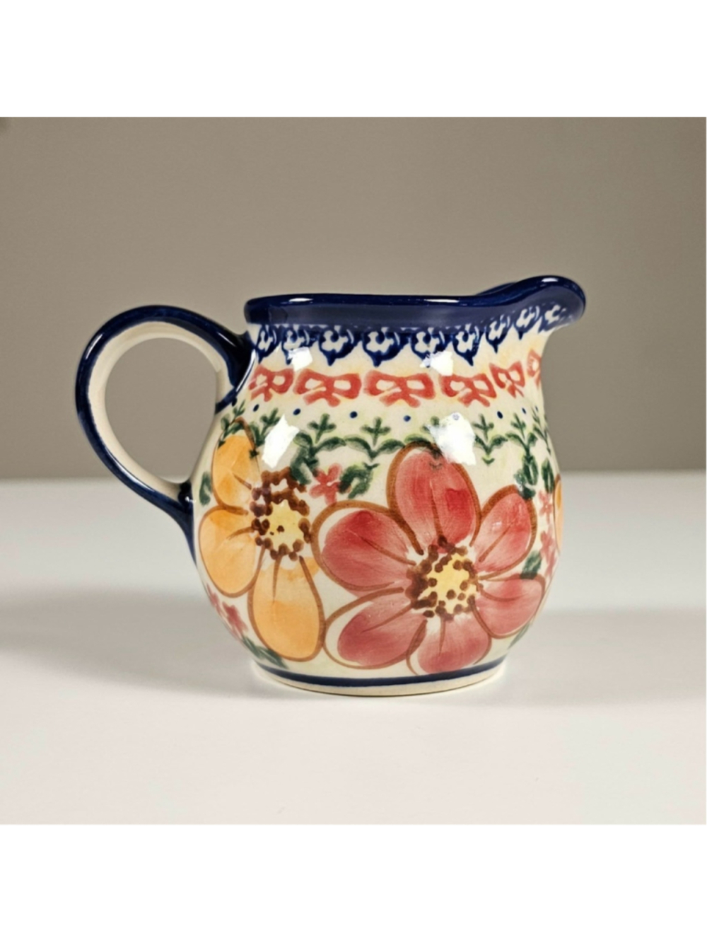 Polish Pottery Vena Unikat Creamer Milk Jug Hand Painted Malgorzata PP62 Poland